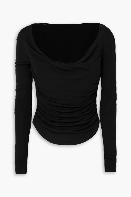 Solana draped stretch-jersey top - Black - XS