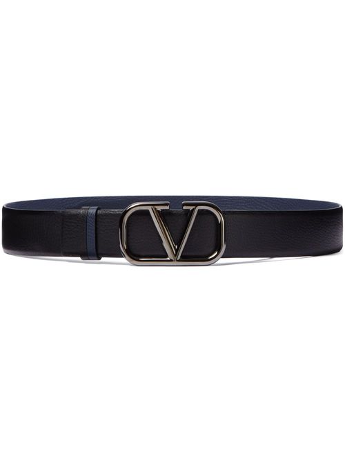 VLogo Signature reversible leather belt - Black