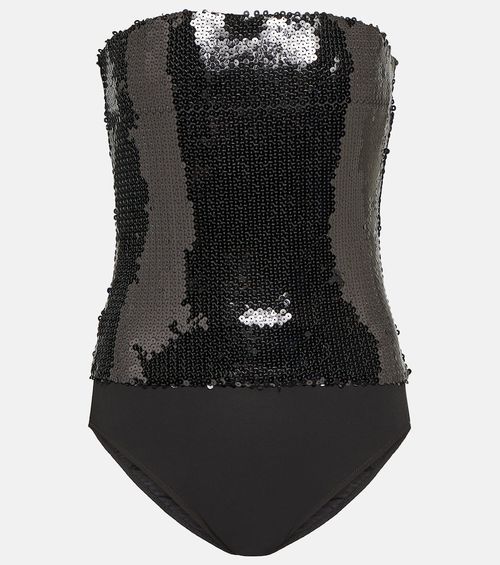 Sequined strapless bodysuit