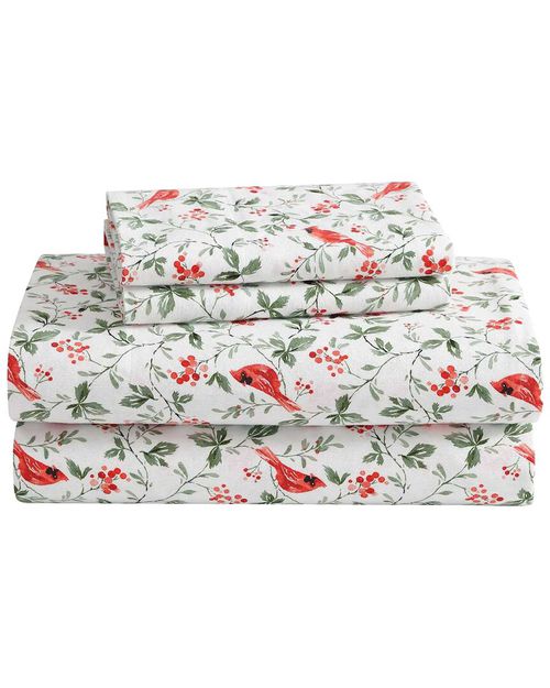 Jolly Cardinals Cotton Flannel Sheet Set