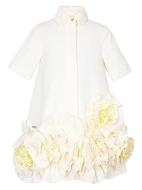 Floral-appliqué dress - Neutrals