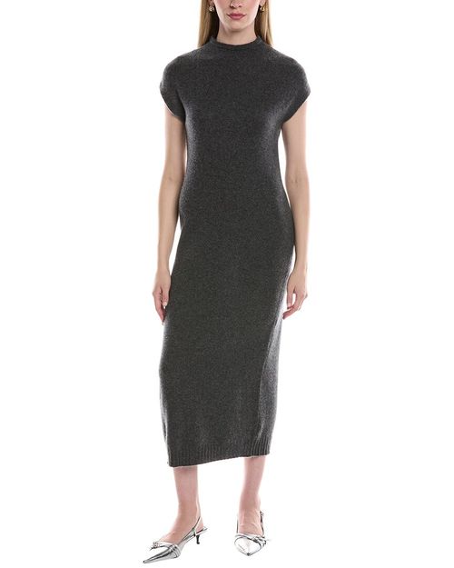 Funnel Neck Cashmere Midi Sweaterdress