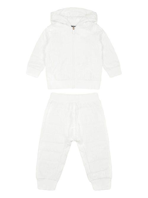 Quilted hooded tracksuit set - White