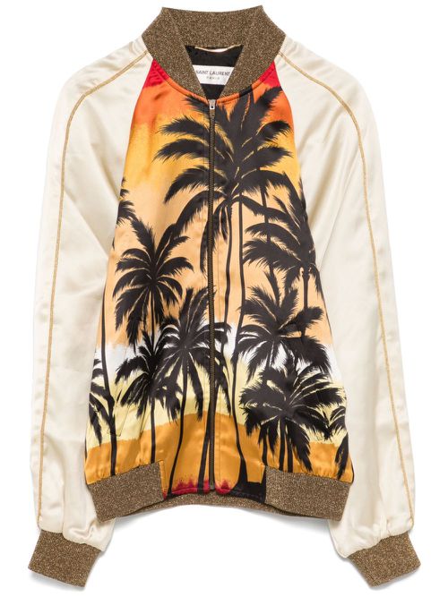 Palm-tree print bomber jacket - Orange