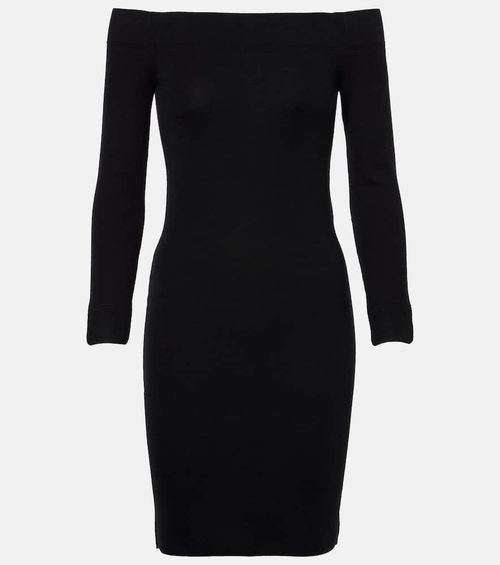 Off-shoulder cashmere and silk minidress