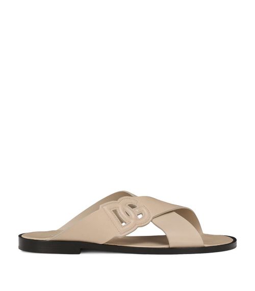 Leather Logo Cross-Over Sandals