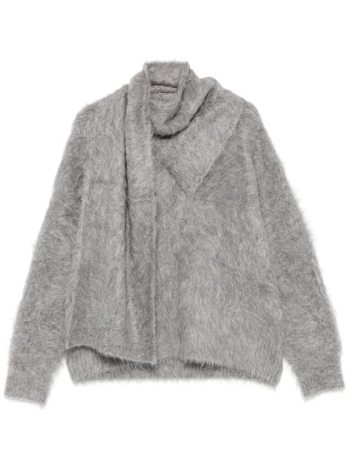 Draped-scarf sweater - Grey