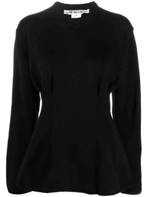 Fitted-waist knitted top - Black