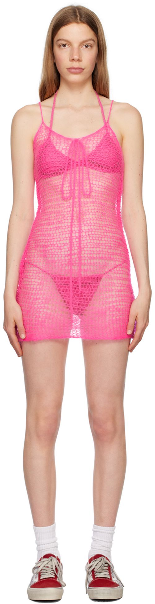 Pink bow mini dress