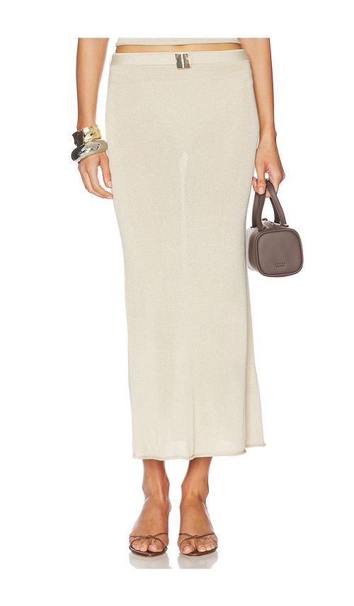 La Porte Sonya Knit Skirt in Neutral. S. Also in XS, M
