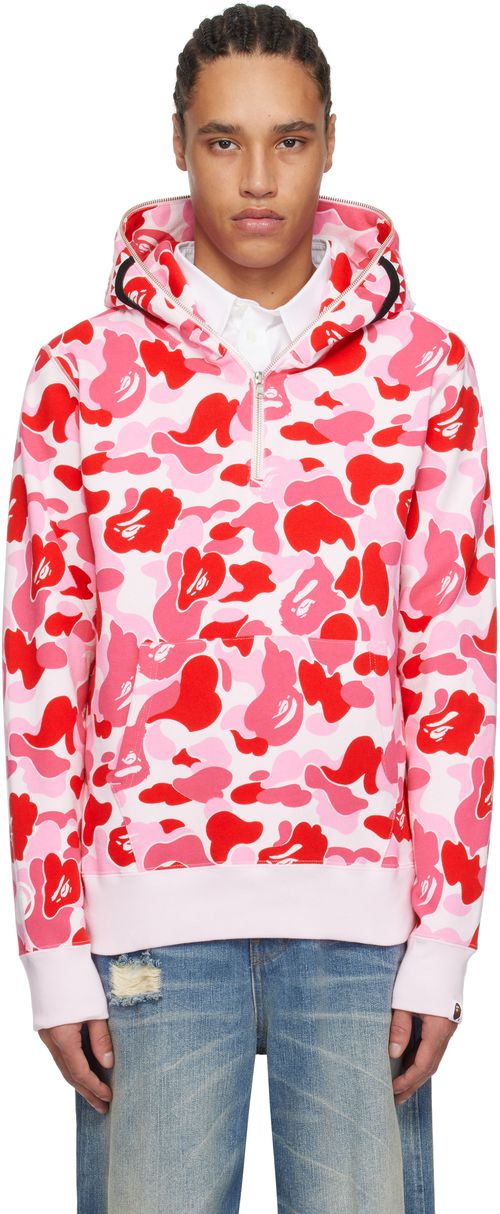 Bape | Pink ABC Camo Shark Half Zip Hoodie | Realry