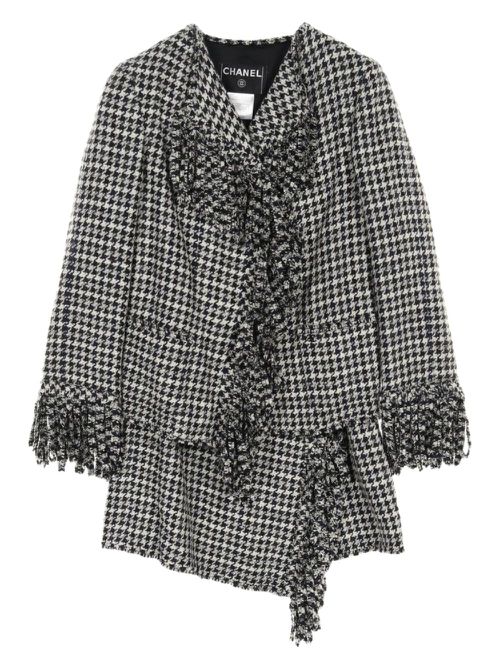 1986-1988 houndstooth tweed jacket and skirt set - Black