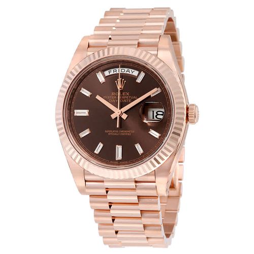 Day-Date 40 Chocolate Dial 18K Everose Gold President Automatic Mens Watch 228235CHDP