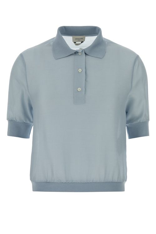 Wool-Silk Polo Sweater — Blue
