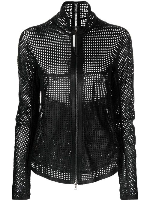 Sheer mesh zip-up jacket - Black