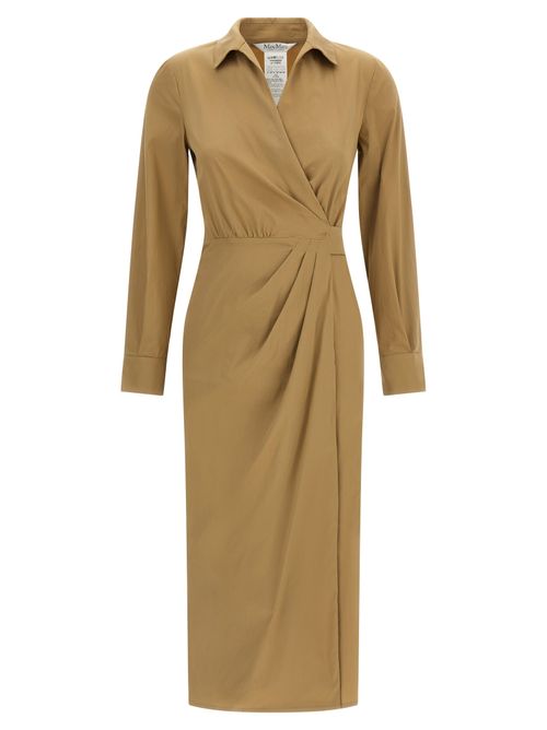 Wrap Cotton Poplin Dress — Beige