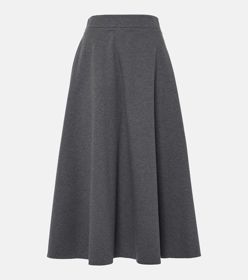 Cotton-blend midi skirt