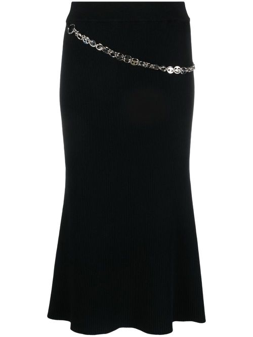 Chain-detail ribbed-knit skirt - Black