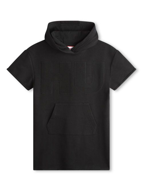 Logo-appliqué hooded minidress - Black