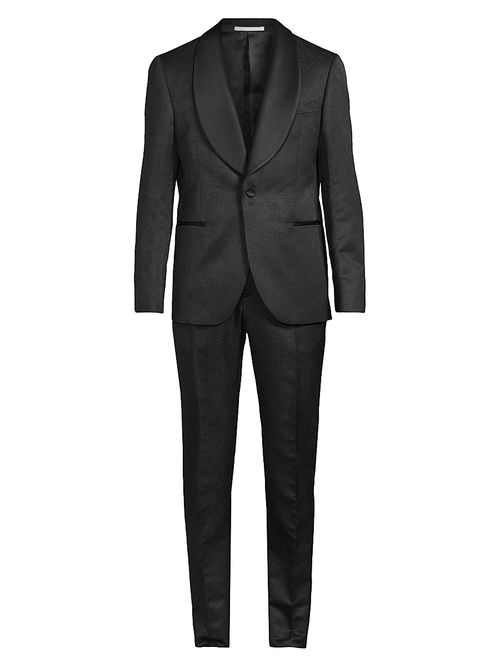 Men's Shawl Lapel Tailored Wool Tuxedo - Black