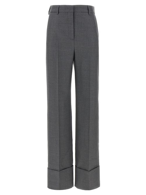 Virgin Wool Wide-Leg Trousers — Gray