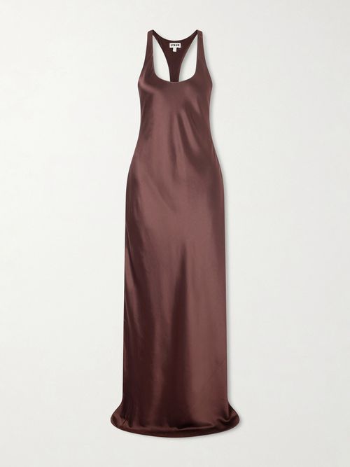 Juanita Satin Maxi Dress - Brown
