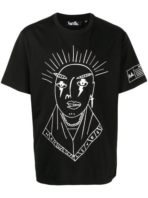 Sketch-style print T-shirt - Black