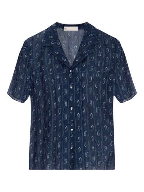 Cotton and Silk Short-Sleeve Button-Up Shirt