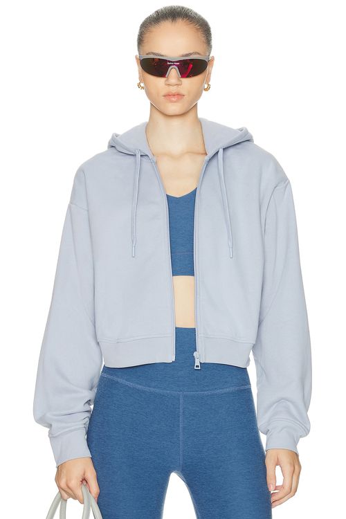 Beyond Yoga Luxe Fleece Zip Up Hoodie in Blue Zen - Baby Blue.  XS also in L