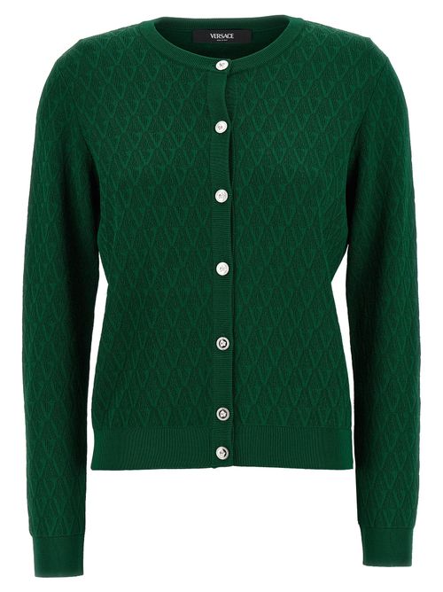 Jacquard Viscose Cardigan — Green