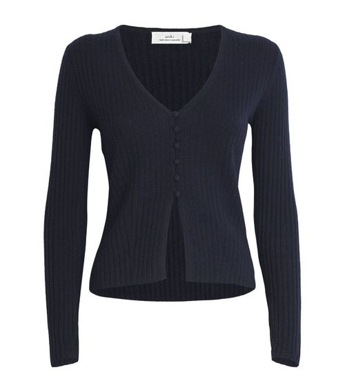 Cashmere Ribbed-Knit Cardigan