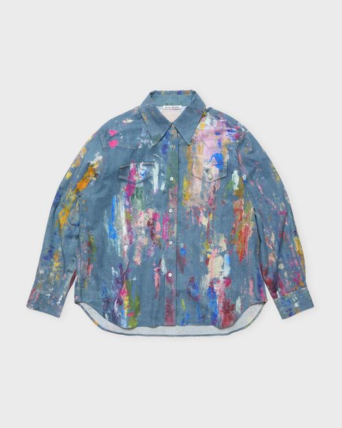 Acne Studios Shirt Button Up Painted Denim Blue