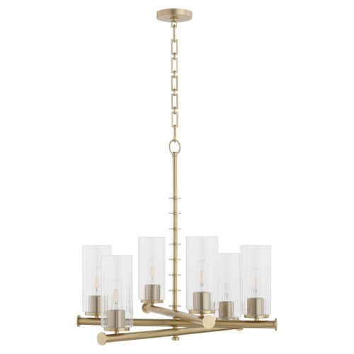 Aged Brass Six Light Chandelier from the Juniper Collection