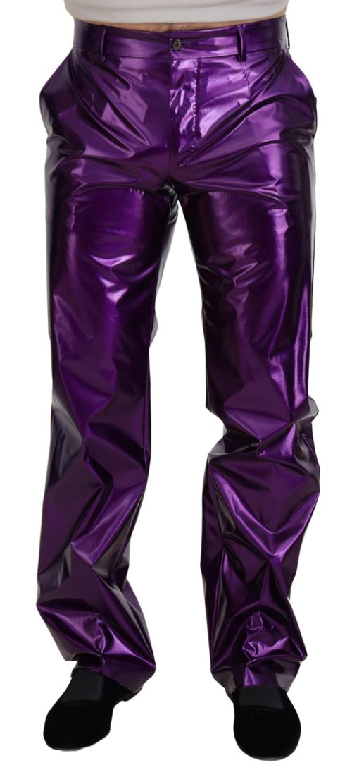 Metallic Nylon Trousers — Purple