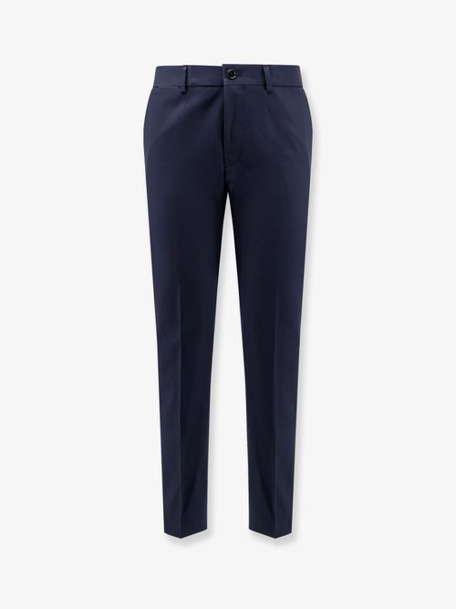 Cotton Silk Blend Trousers — Blue