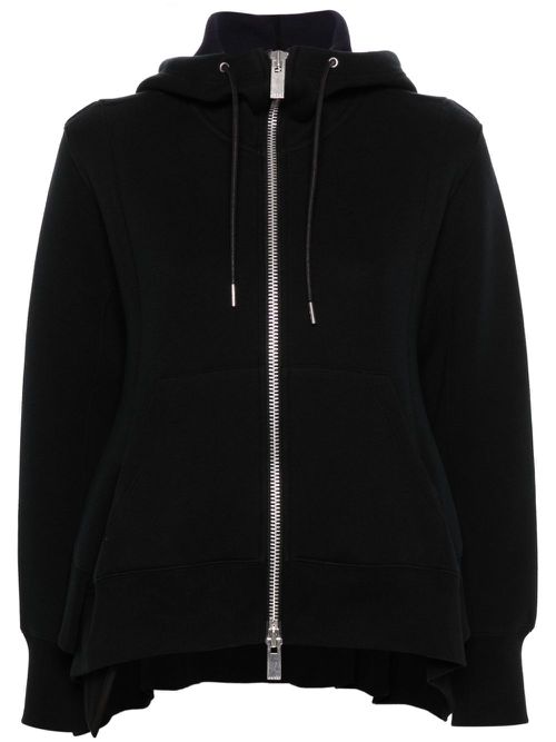 Asymmetric zip-up hoodie - Black