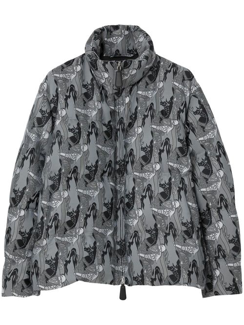 Abstract-print padded jacket - Grey