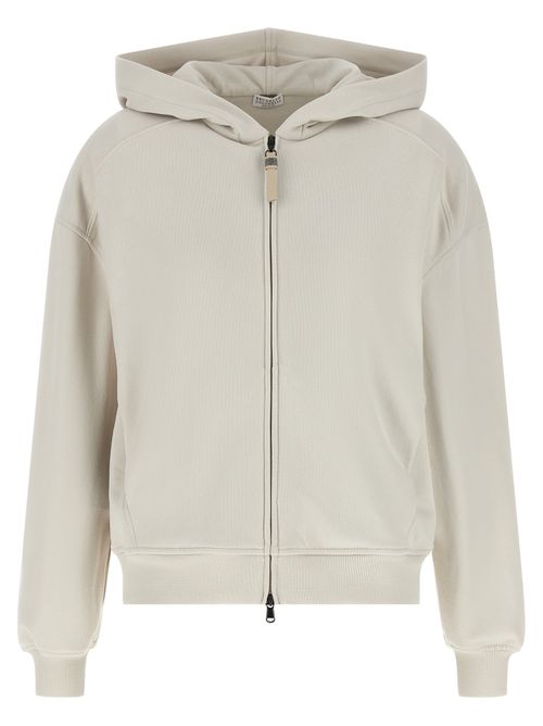 Cotton Fleece Hoodie — Beige