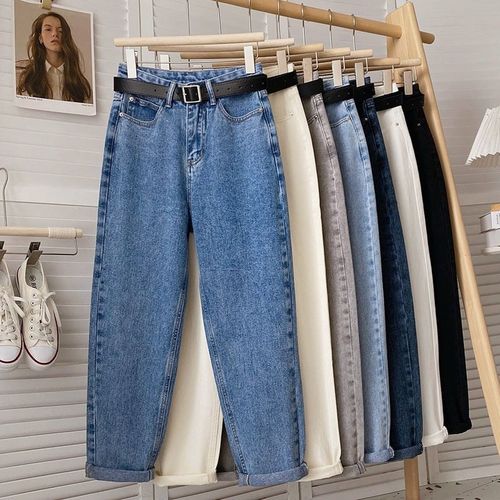 ​​Vintage High Waist Loose Fit Straight Leg Jeans For Women - Summer Lightweight Cropped Mom Jeans With Relaxed Boyfriend Style