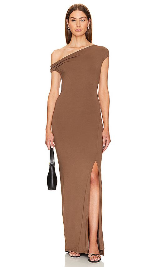 Rue Sophie Arlette Twist Dress in Brown.  S. Also in