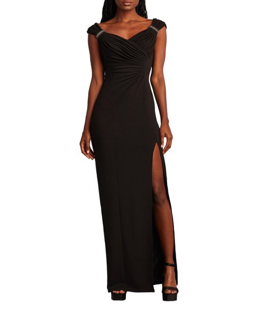 Tadashi Shoji | Women's Keene Pearl Accent Gown - Black | Realry
