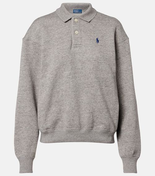 Logo cotton-blend fleece polo sweatshirt