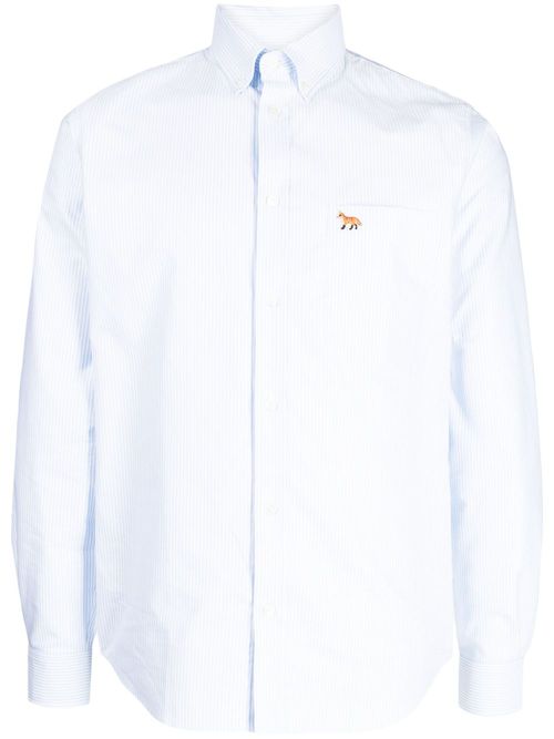 Embroidered-fox cotton shirt - Blue