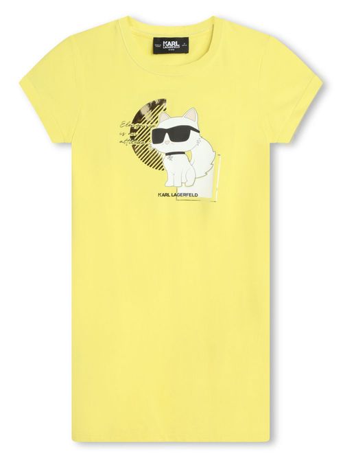 Choupette-print jersey minidress - Yellow