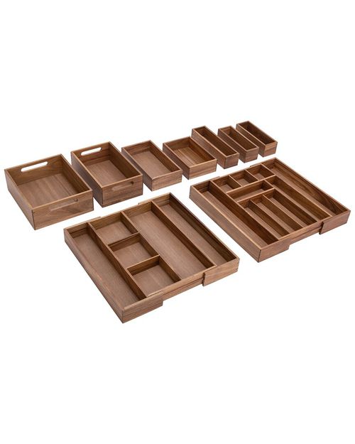 9Pc Acacia Storage Box Set