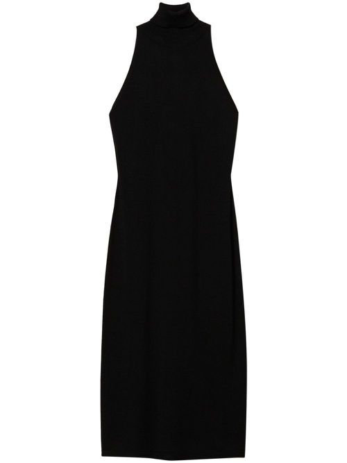 Halterneck rib-knit midi dress - Black