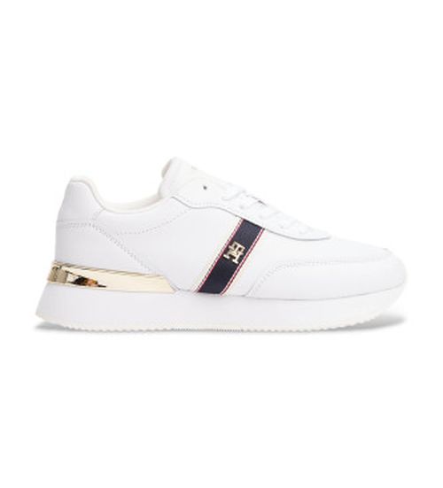 Tommy Hilfiger for woman. FW0FW08904 Leather Sneakers with TH monogram logo white (37), 1 to 3 cm, Laces, Casual