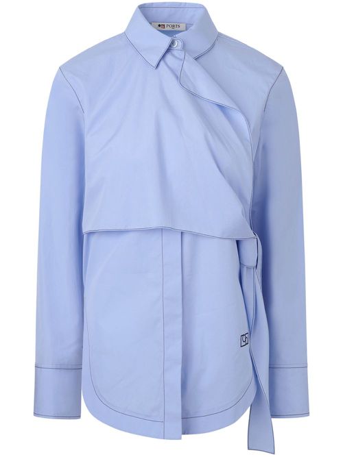 Side wrap cotton shirt - Blue