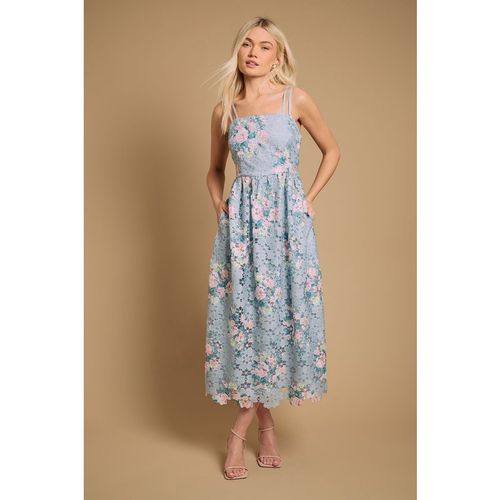 Oasis Womens Lace Fit and Flare Midaxi Dress - Multicolour