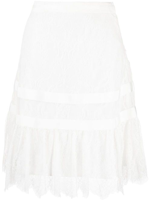 Lace knee-length skirt - White